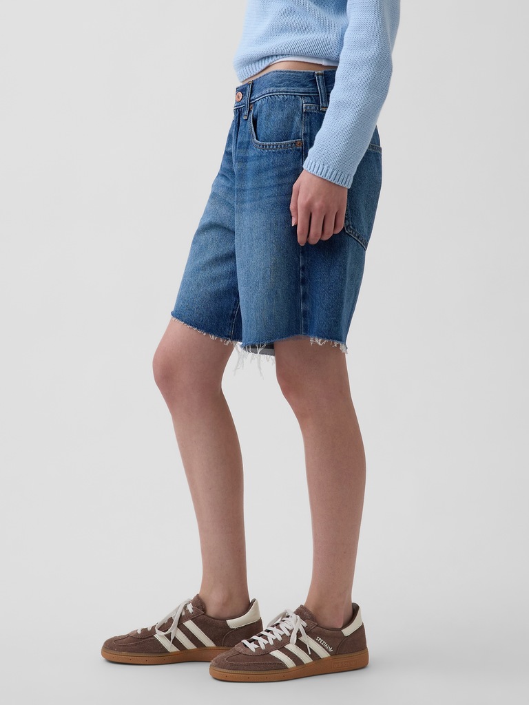 Mid Rise Loose Denim Bermuda Shorts