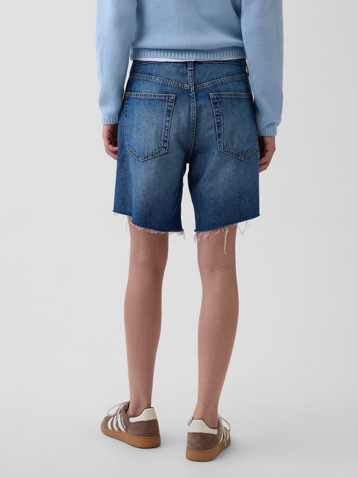 Mid Rise Loose Denim Bermuda Shorts