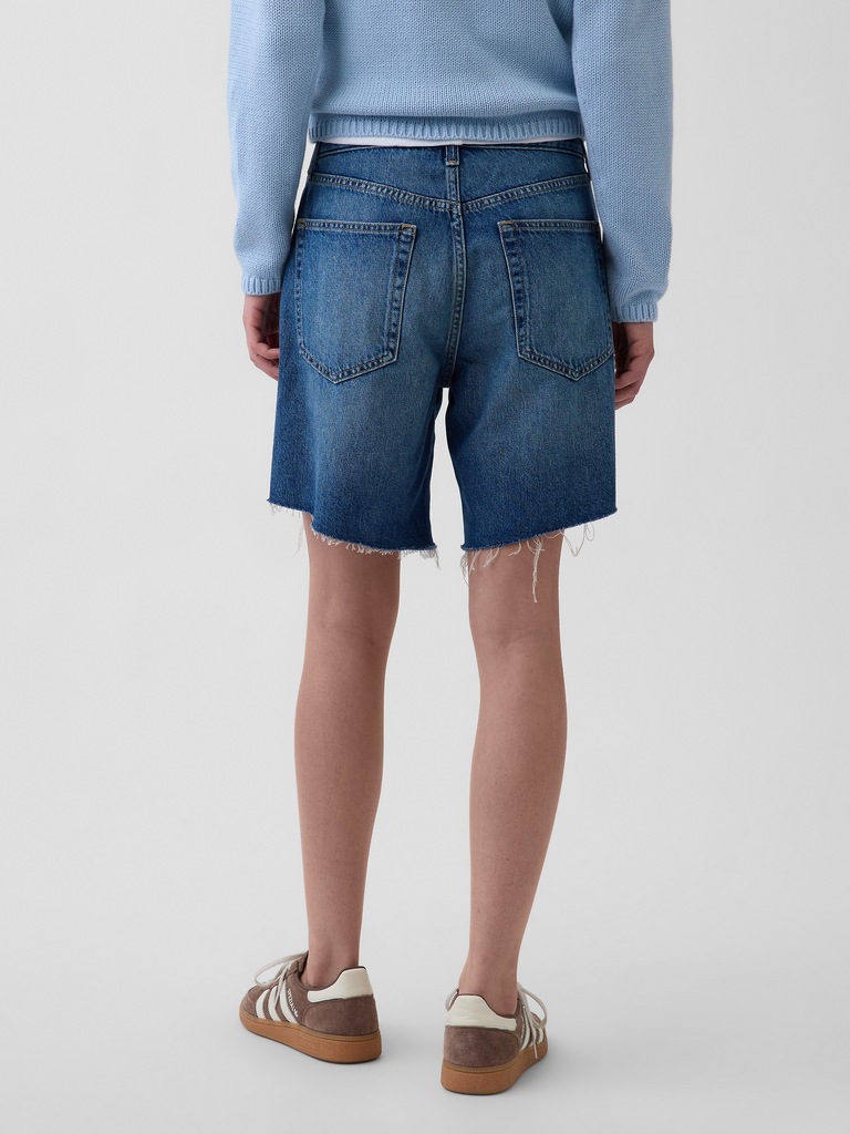 Mid Rise Loose Denim Bermuda Shorts