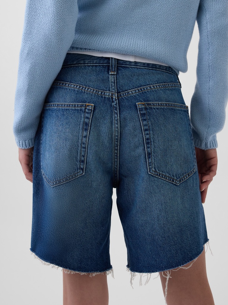 Mid Rise Loose Denim Bermuda Shorts