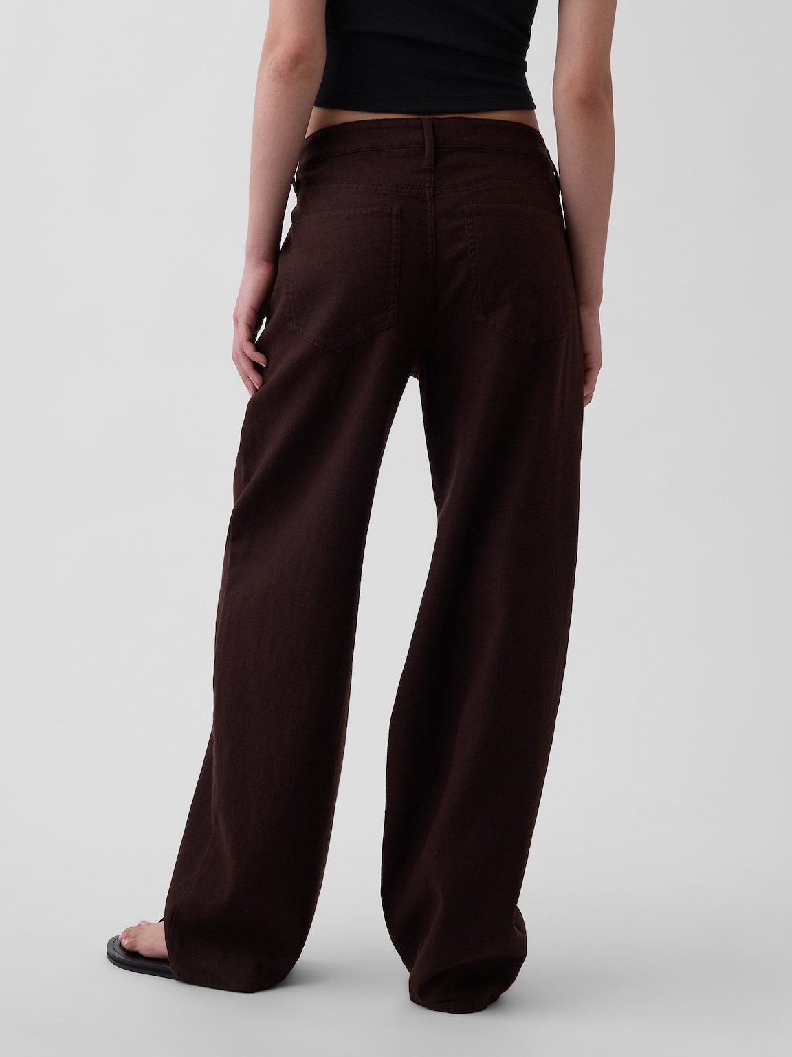 Linen-Cotton Wide-Leg Pants