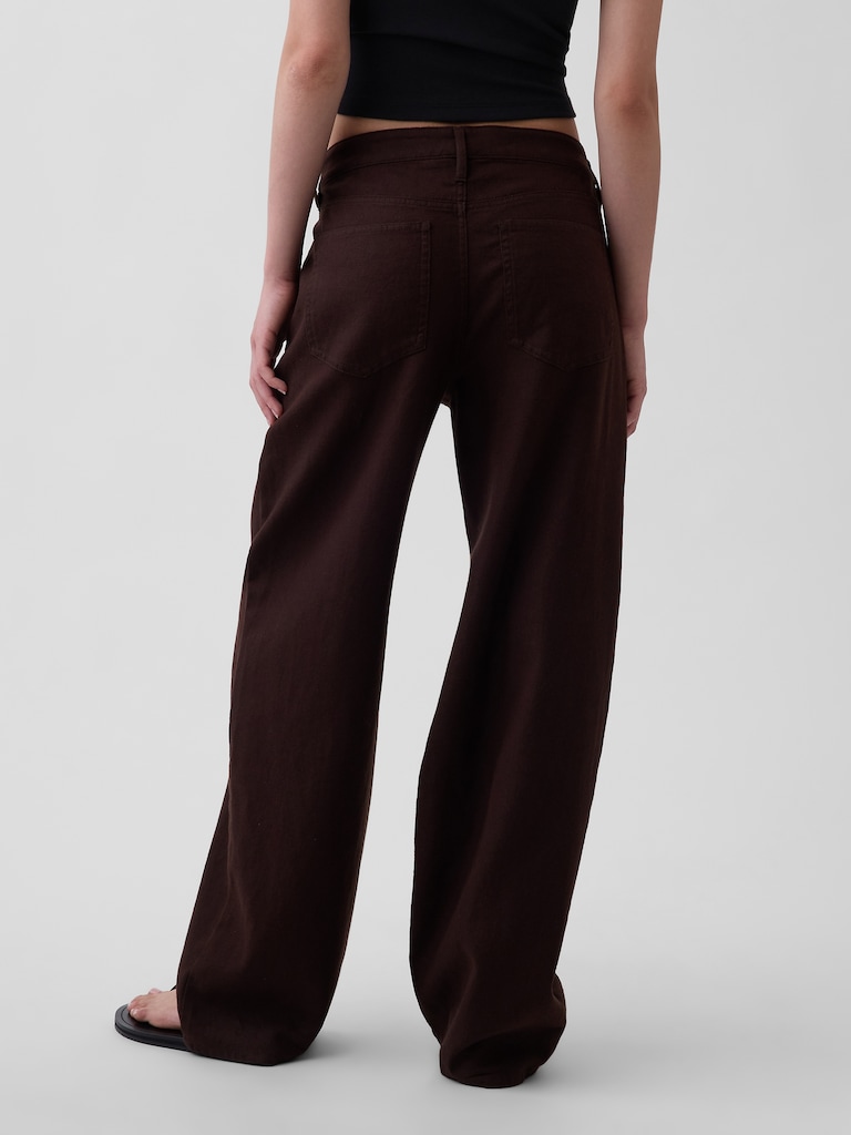 Linen-Cotton Wide-Leg Pants