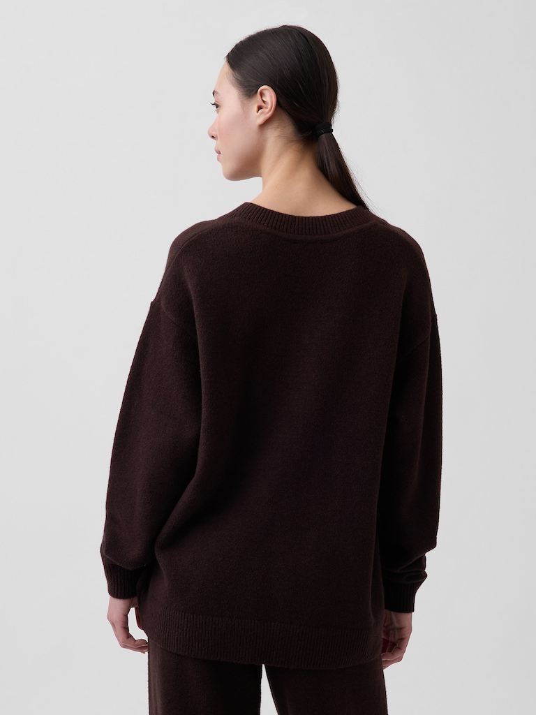 CashSoft Oversized V-Neck Tunic Sweater