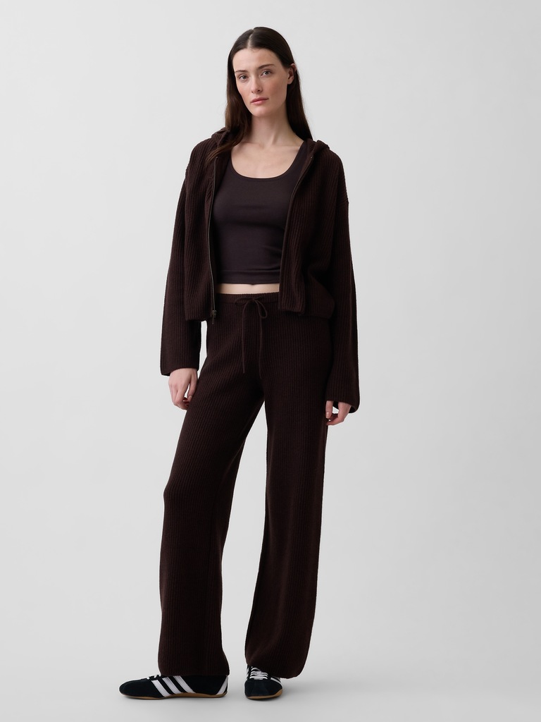 CashSoft Oversized Shaker-Stitch Zip Hoodie