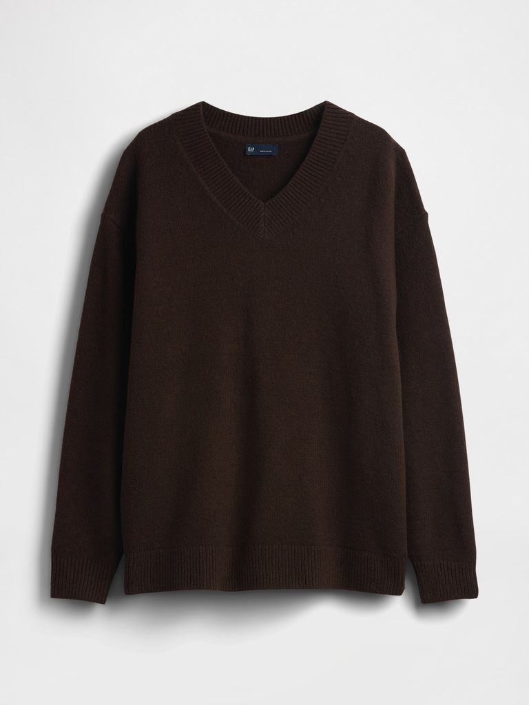 CashSoft Oversized V-Neck Tunic Sweater