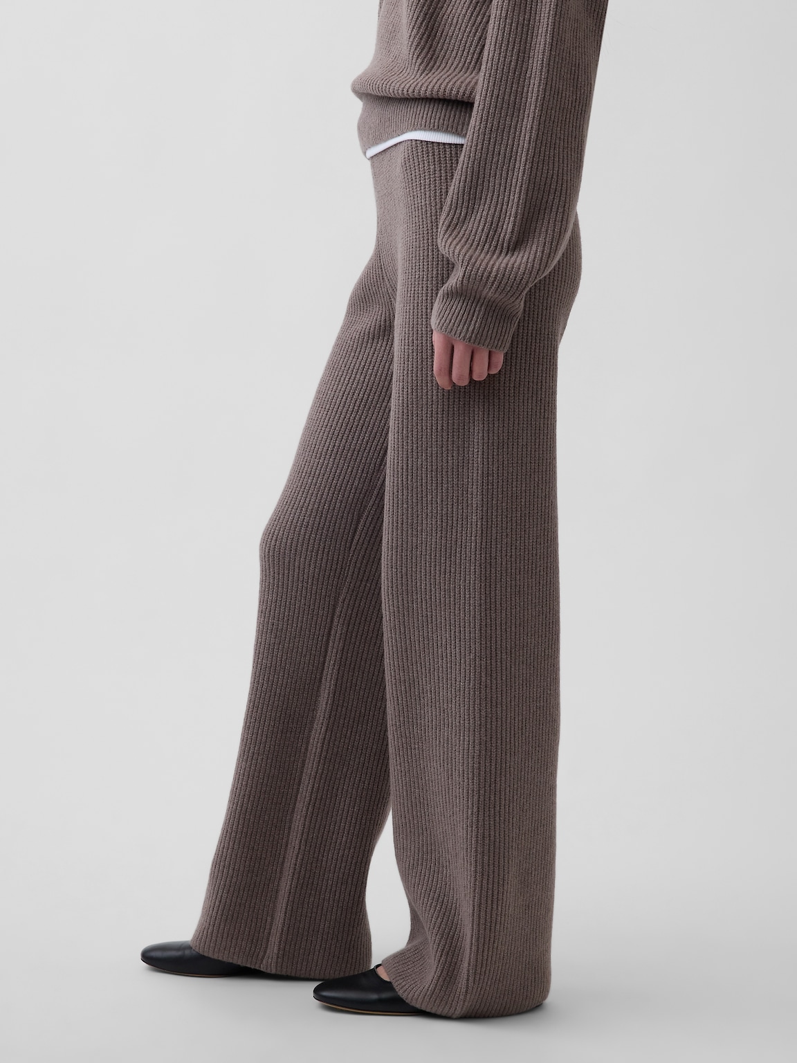 CashSoft Shaker-Stitch Sweater Pants