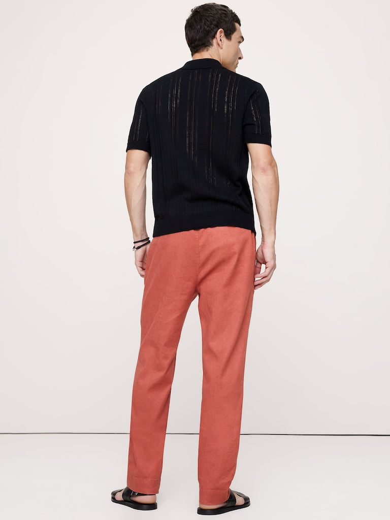 Straight Italian Linen-Cotton Pull-On Pant
