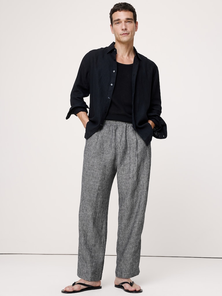 Loose Linen Pull-on Beach Pant