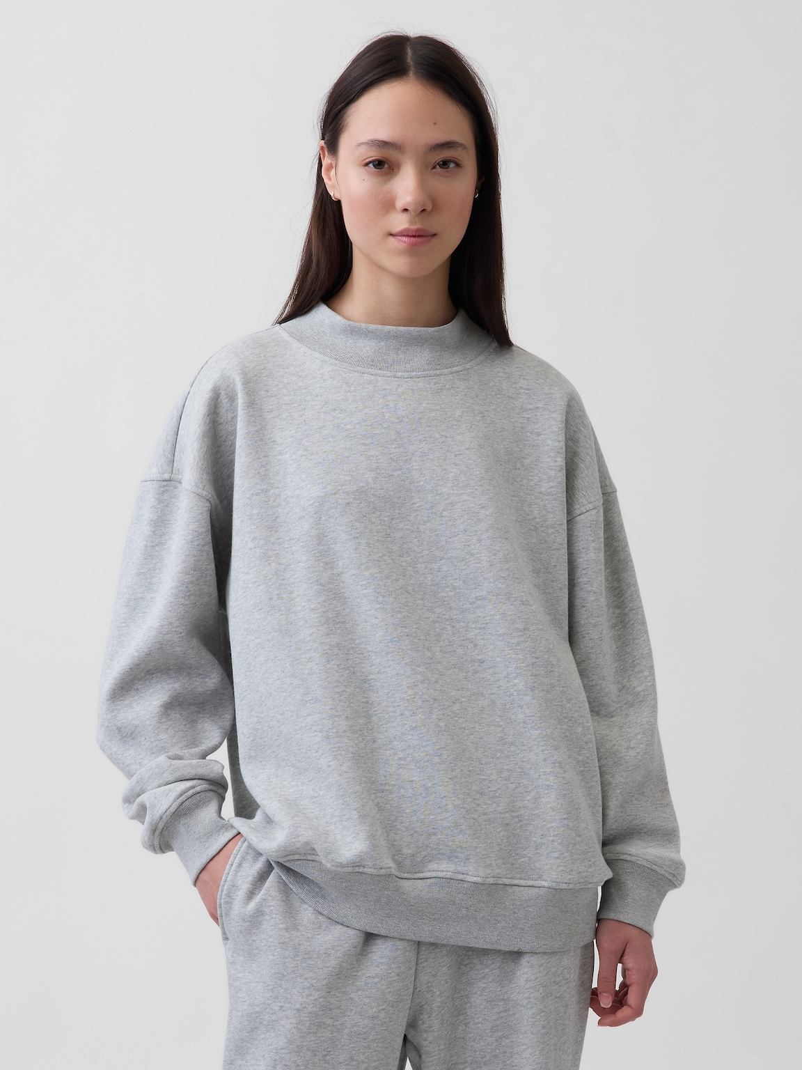 VintageSoft Oversized Mockneck Tunic Sweatshirt