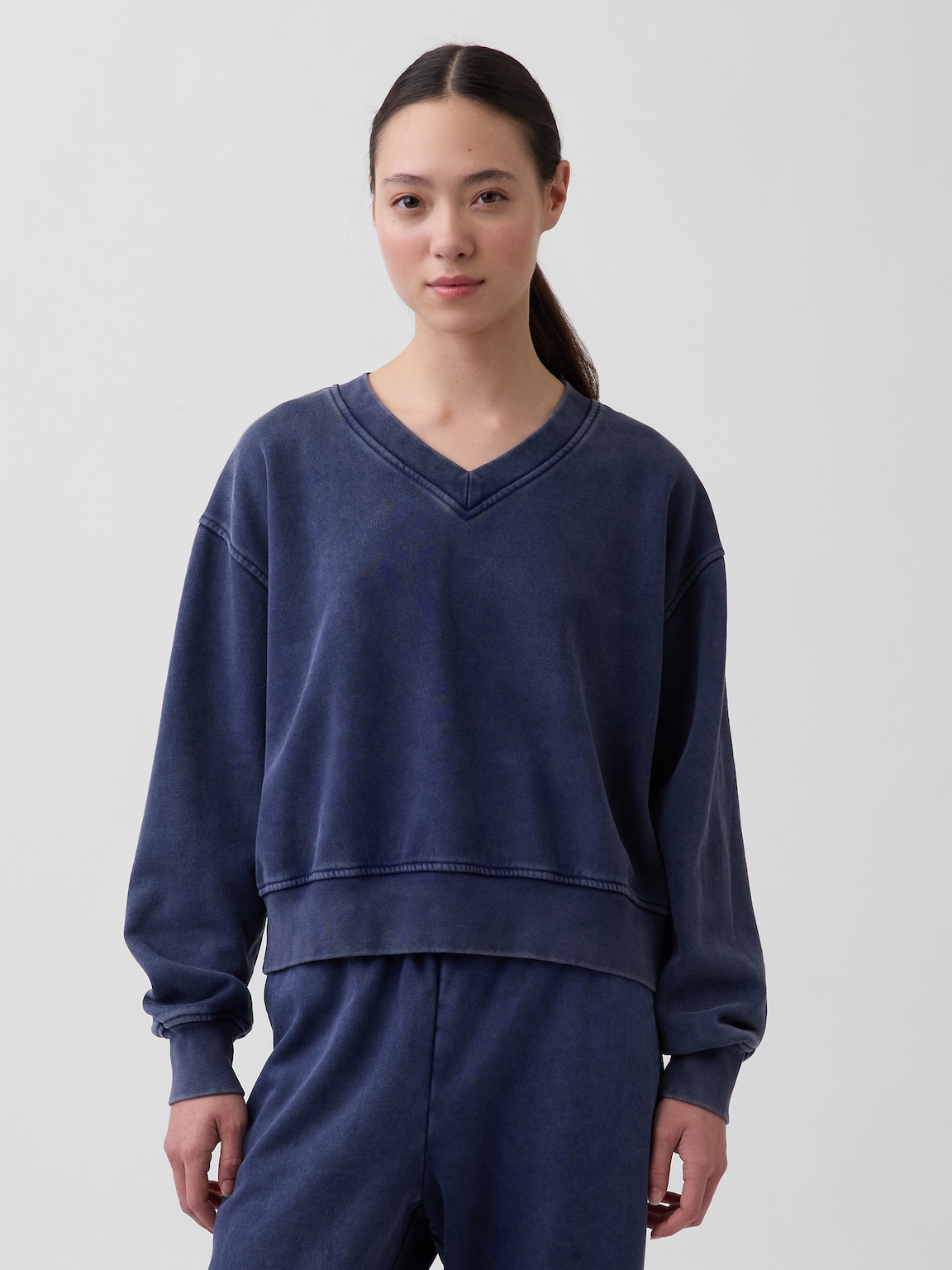 VintageSoft Oversized V-Neck Sweatshirt