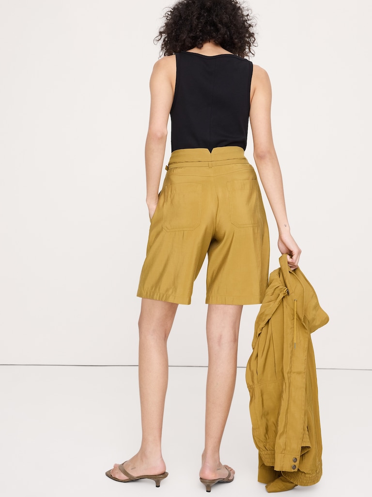 Belted Bermuda Short in Luster Twill