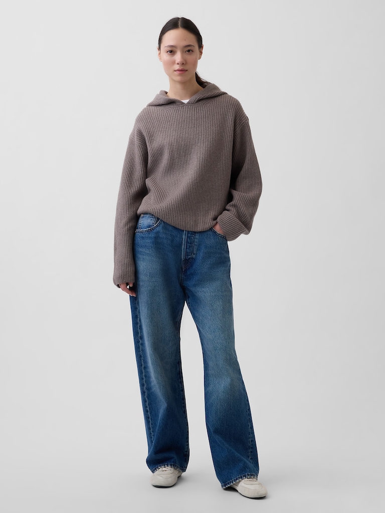 CashSoft Oversized Shaker-Stitch Hoodie