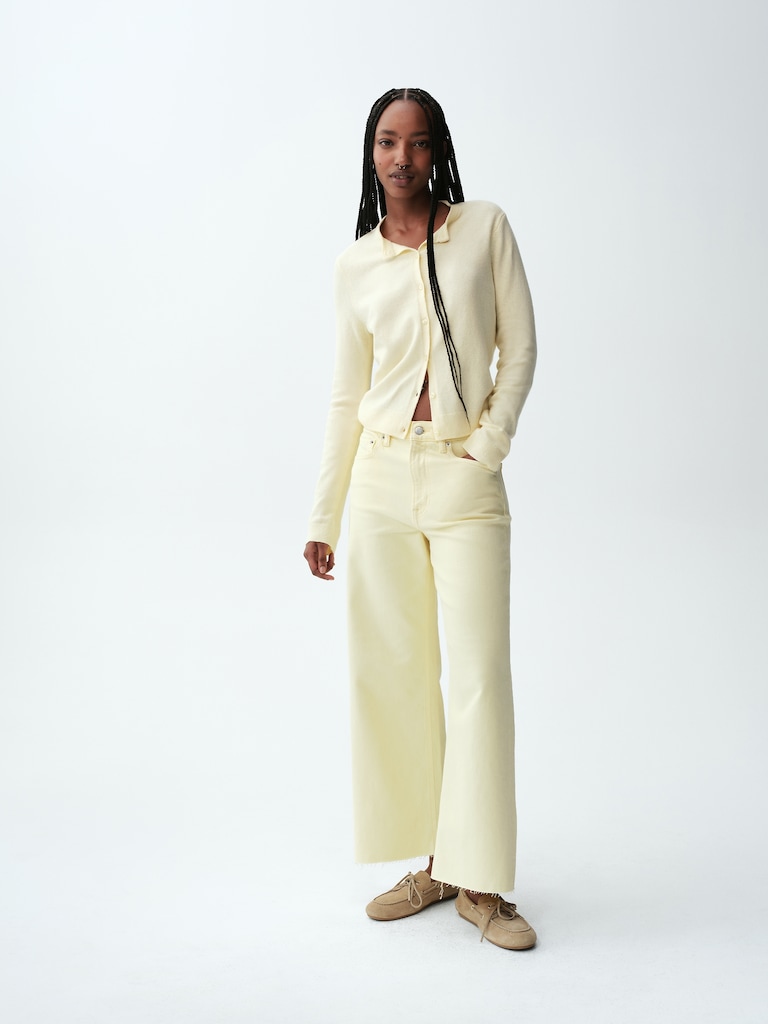 High Rise Stride Wide-Leg Ankle Jeans