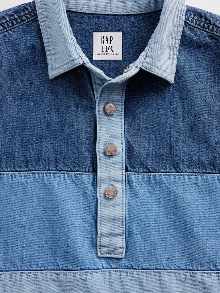 Gap × HFR Stripe Denim Polo Shirt by Daveed Baptiste