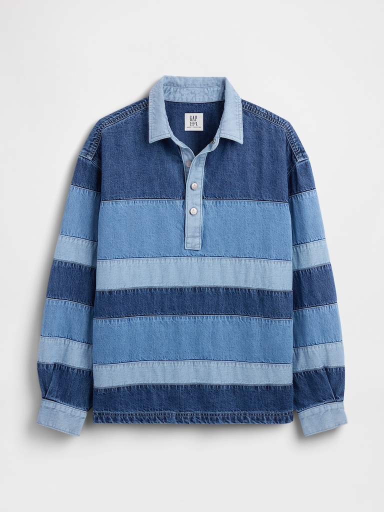 Gap × HFR Stripe Denim Polo Shirt by Daveed Baptiste