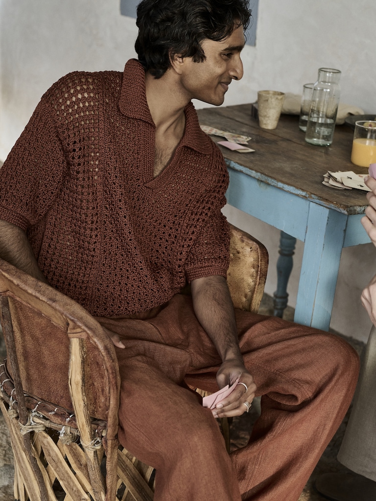 Crochet Cotton Sweater Polo