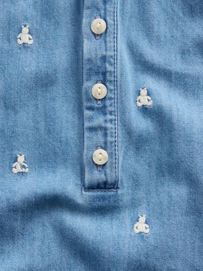 Baby Embroidered Brannan Bear Denim Shorty One-Piece
