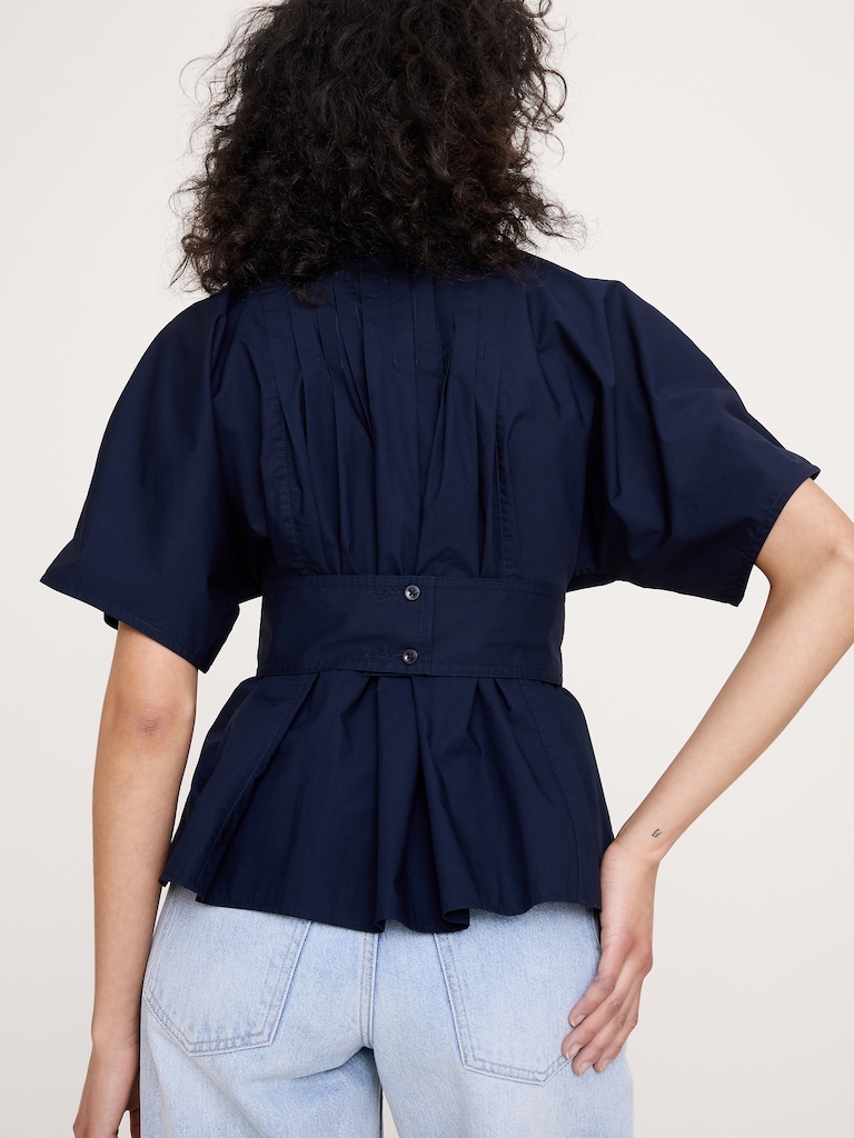 Pleated Cotton Poplin Top