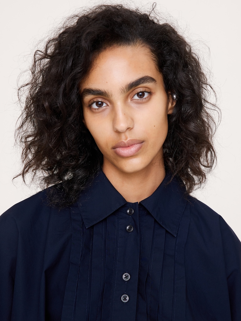 Pleated Cotton Poplin Top