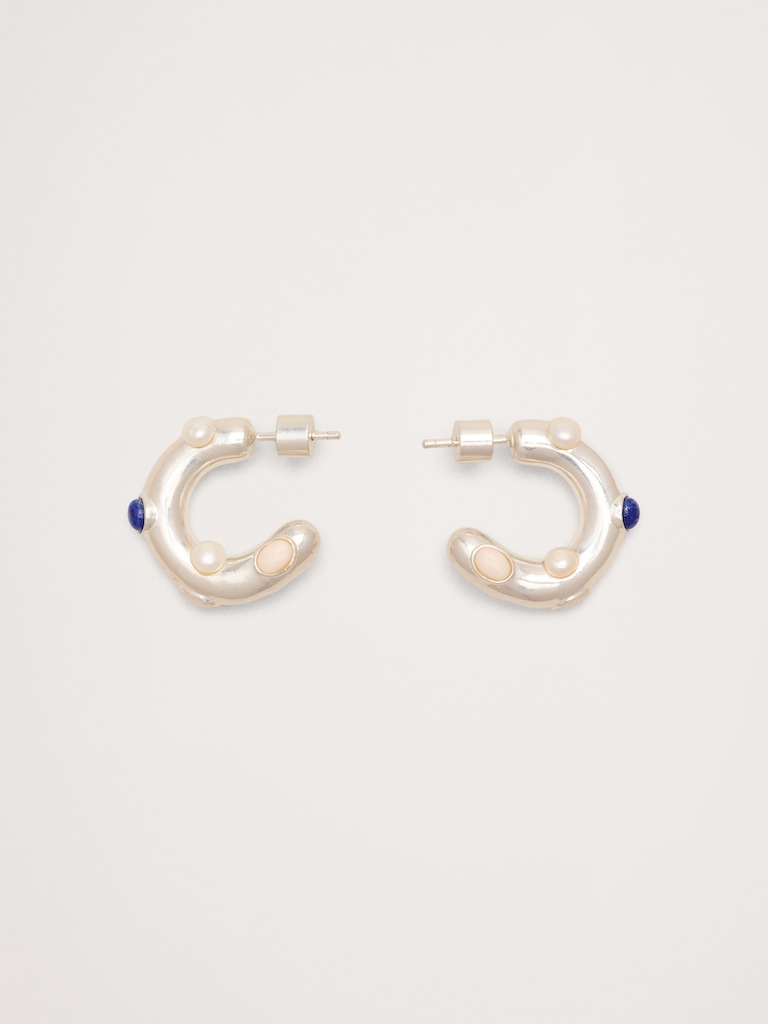Gem Studded Hoop Earrings