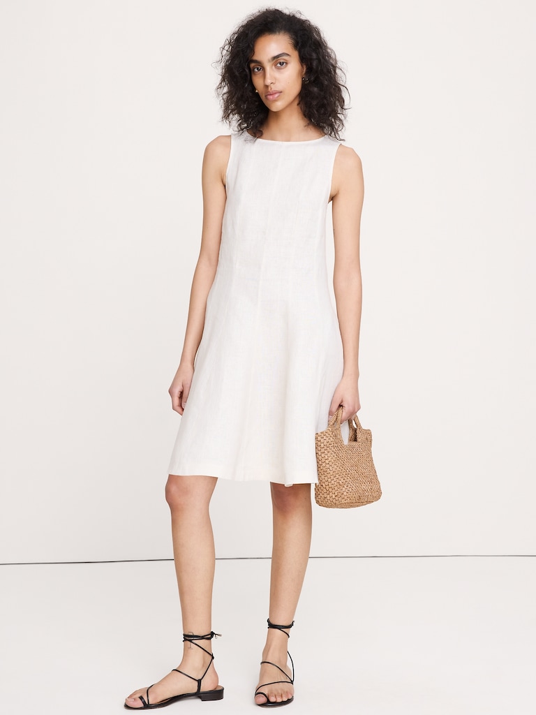 Paneled Linen Mini Dress