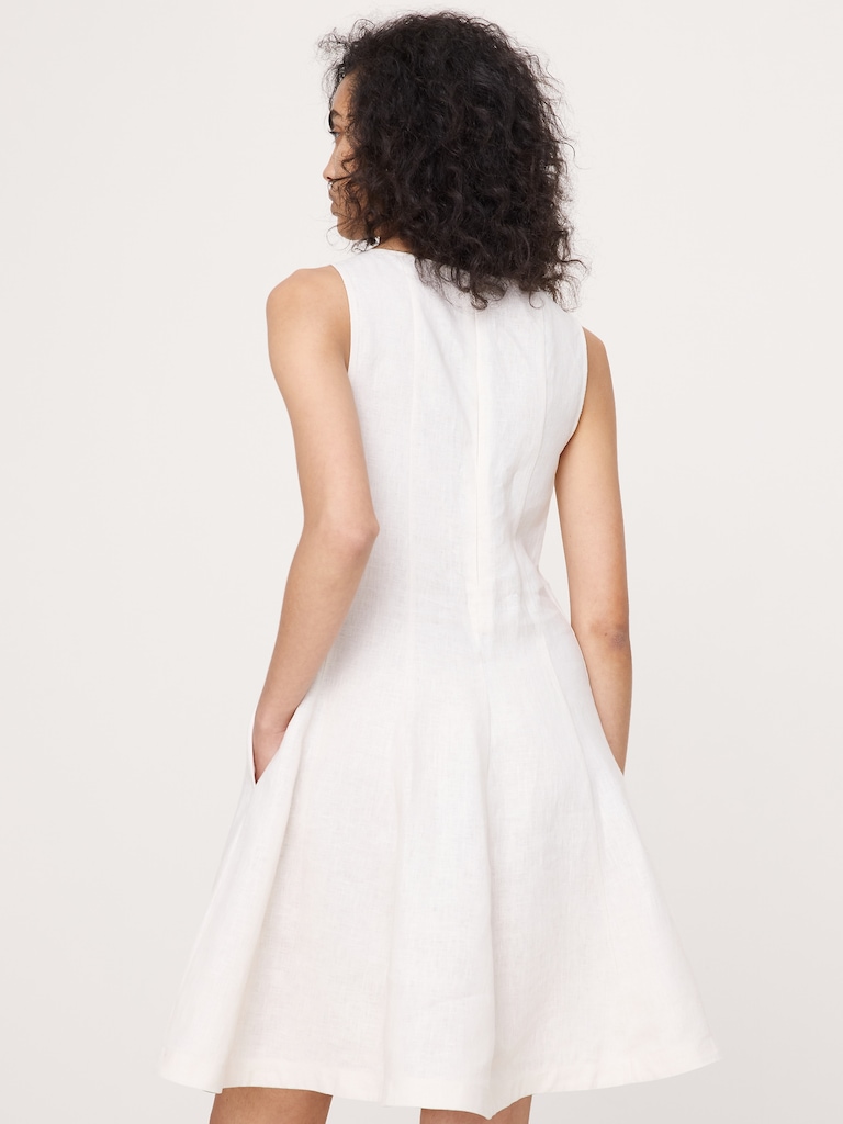 Paneled Linen Mini Dress