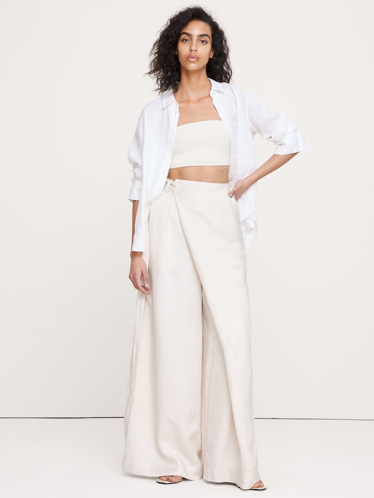 Viscose-Linen Palazzo Pant