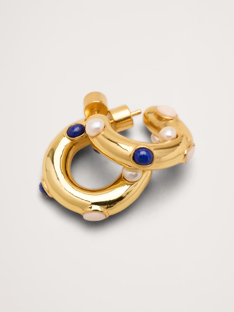 Gem Studded Hoop Earrings