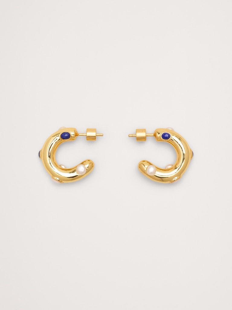 Gem Studded Hoop Earrings