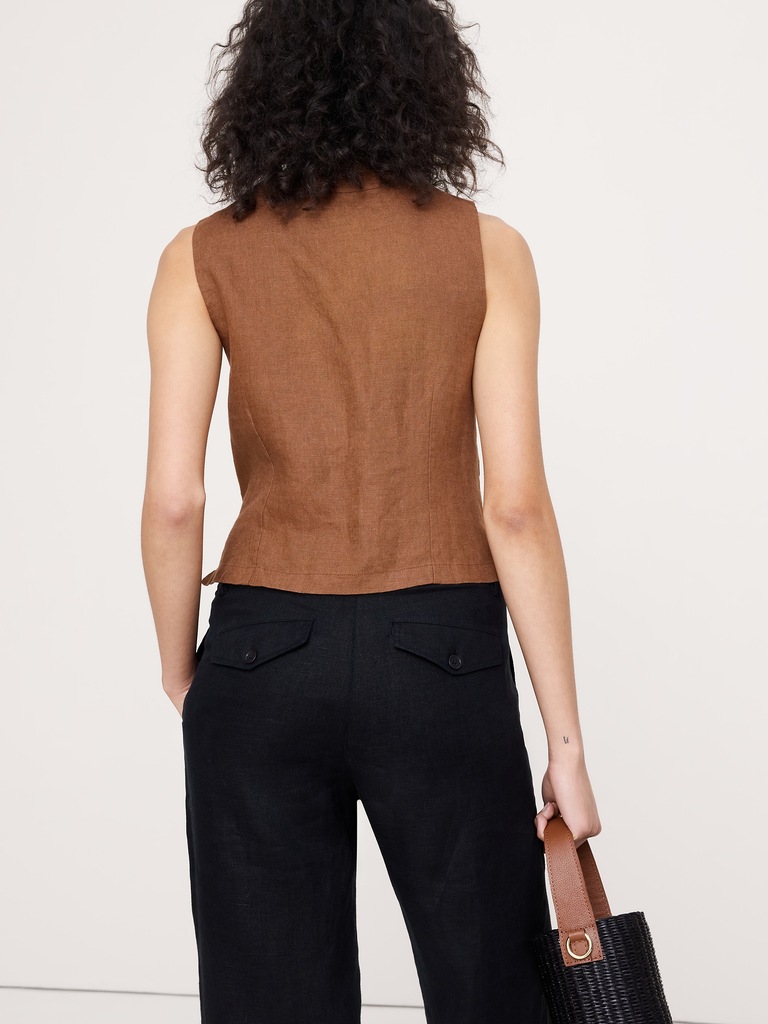 Linen Lace-Trim Vest
