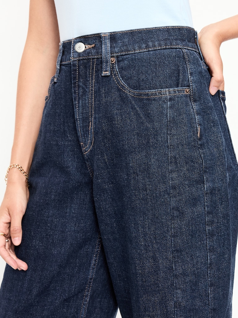 High-Waisted Barrel Ankle Jeans