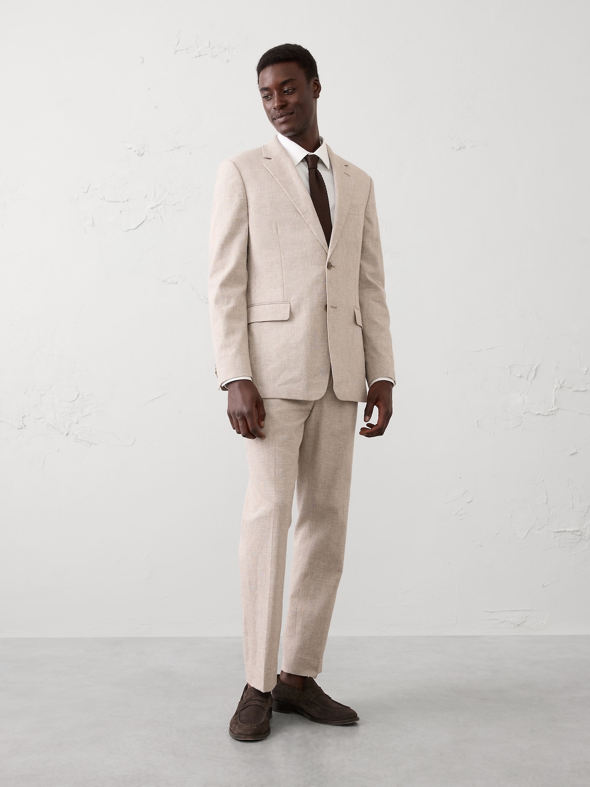 Linen-Blend Glen Plaid Suit Jacket