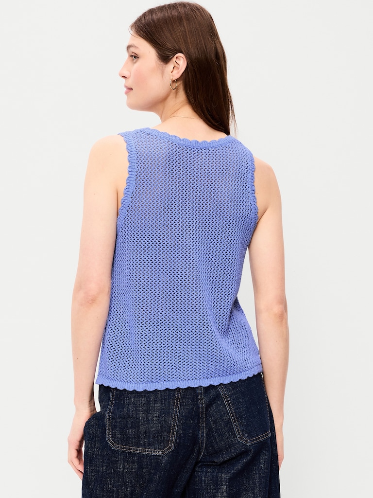 Sleeveless Seaside Cotton Crochet Tank Top