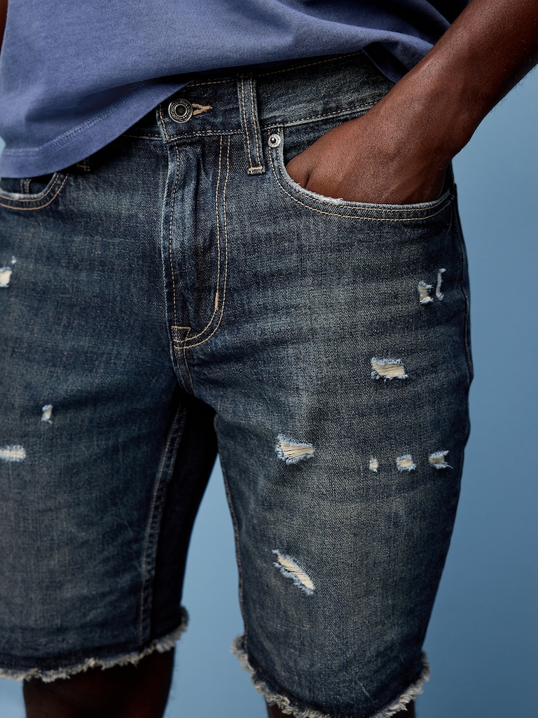 Slim Built-In Flex Jean Shorts-- 9-inch inseam