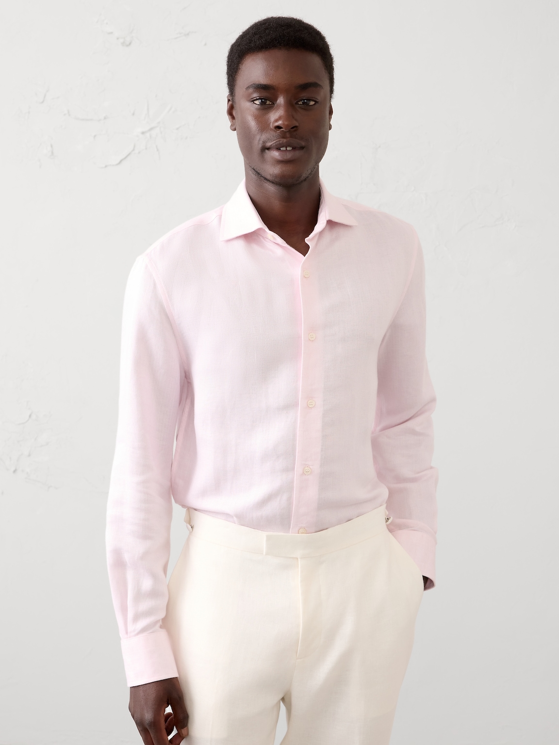Slim-Fit Linen-Blend Dress Shirt