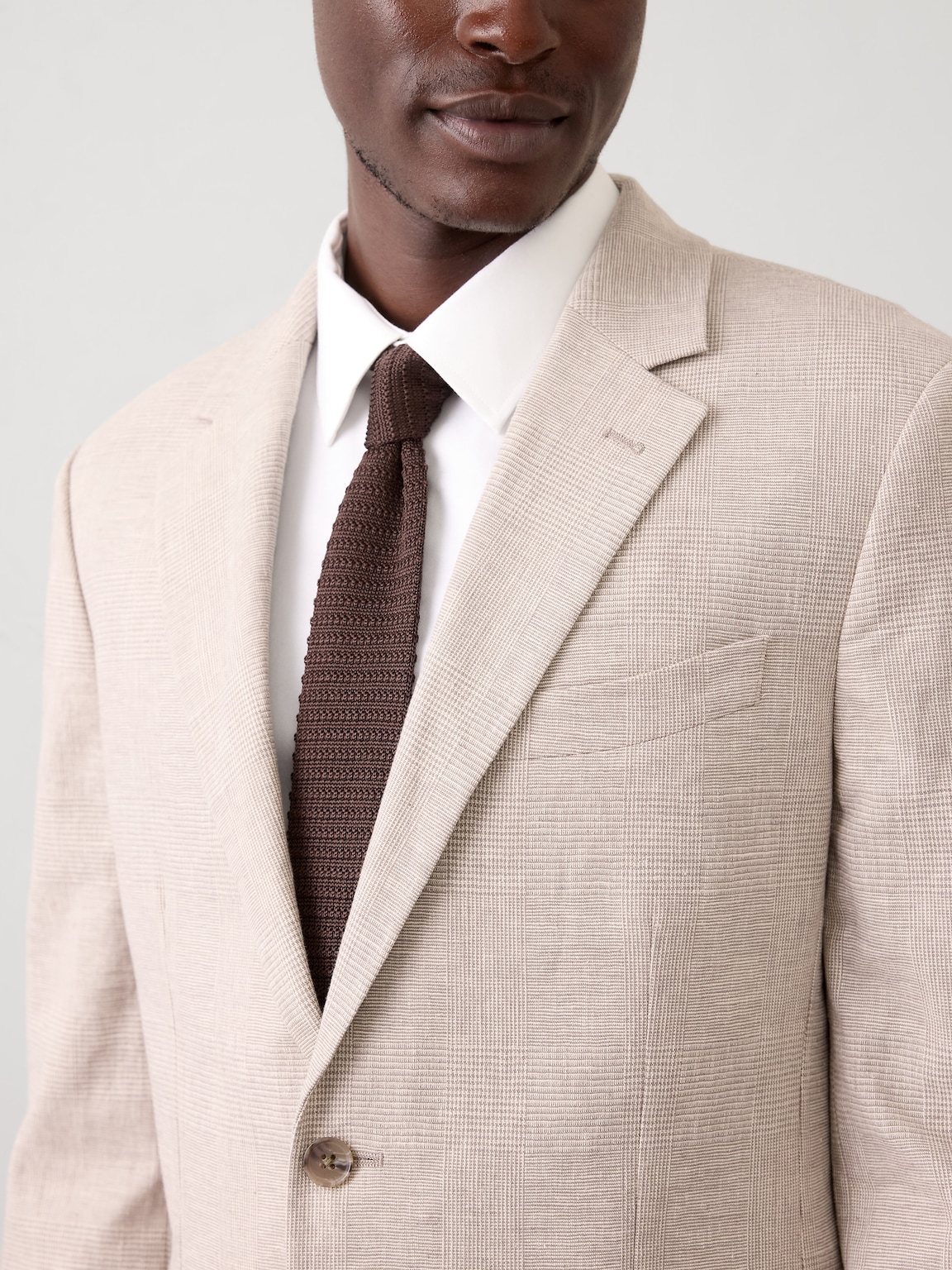 Linen-Blend Glen Plaid Suit Jacket