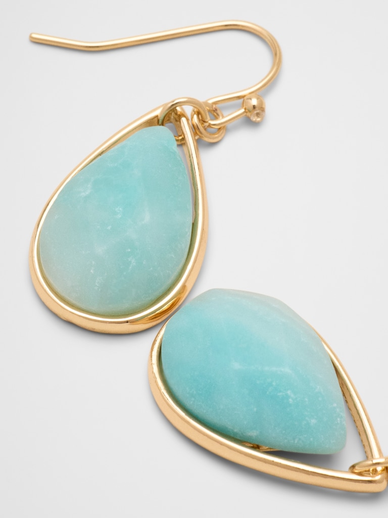 Teardrop Faceted Stone Drop Earrings