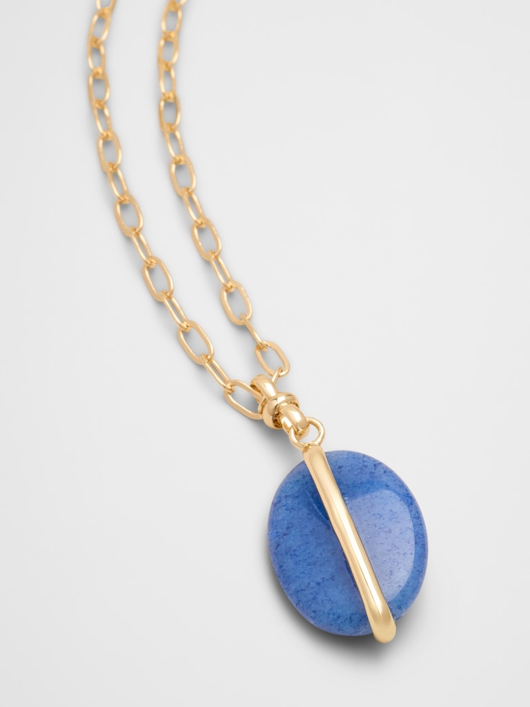 Lapis Bar Stone Delicate Chain Pendant Necklace