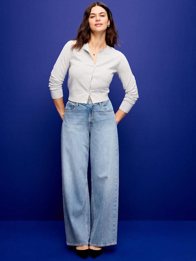 High-Waisted Baggy Wide-Leg Stretch Jeans
