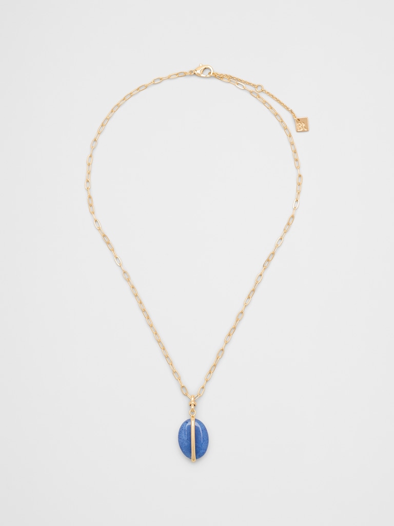 Lapis Bar Stone Delicate Chain Pendant Necklace