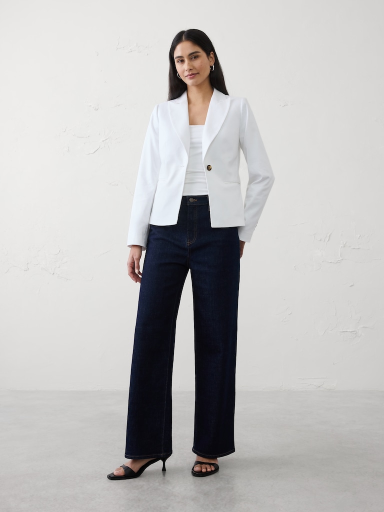 Linen-Blend Tailored Blazer