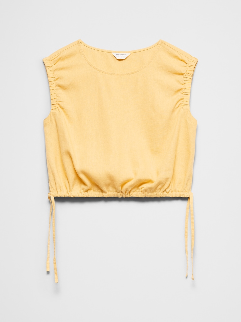 Linen-Blend Side-Tie Top