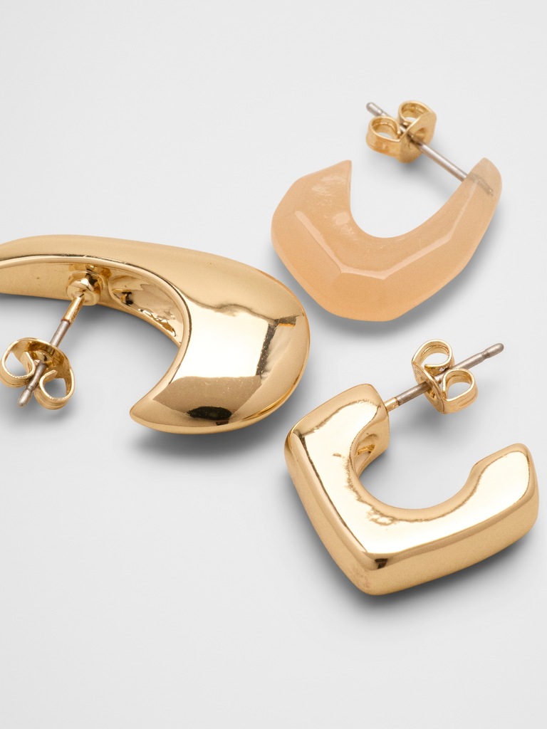 Resin Metal Hoop Earrings (3 Pack)