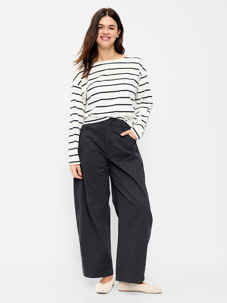 Mid-Rise Barrel Chino Pants