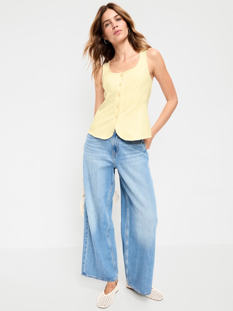 Sleeveless Button-Down Top