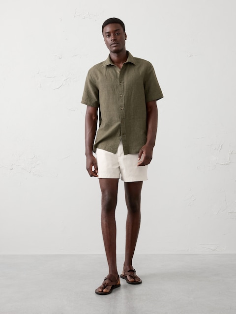 Short Homme BANANA REPUBLIC Coupe Chino Décontractée - Taille 31, Couleur Kaki Beige, Coton, Occasion Très Bon état