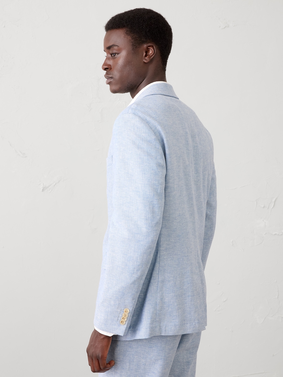 Linen-Blend Herringbone Suit Jacket