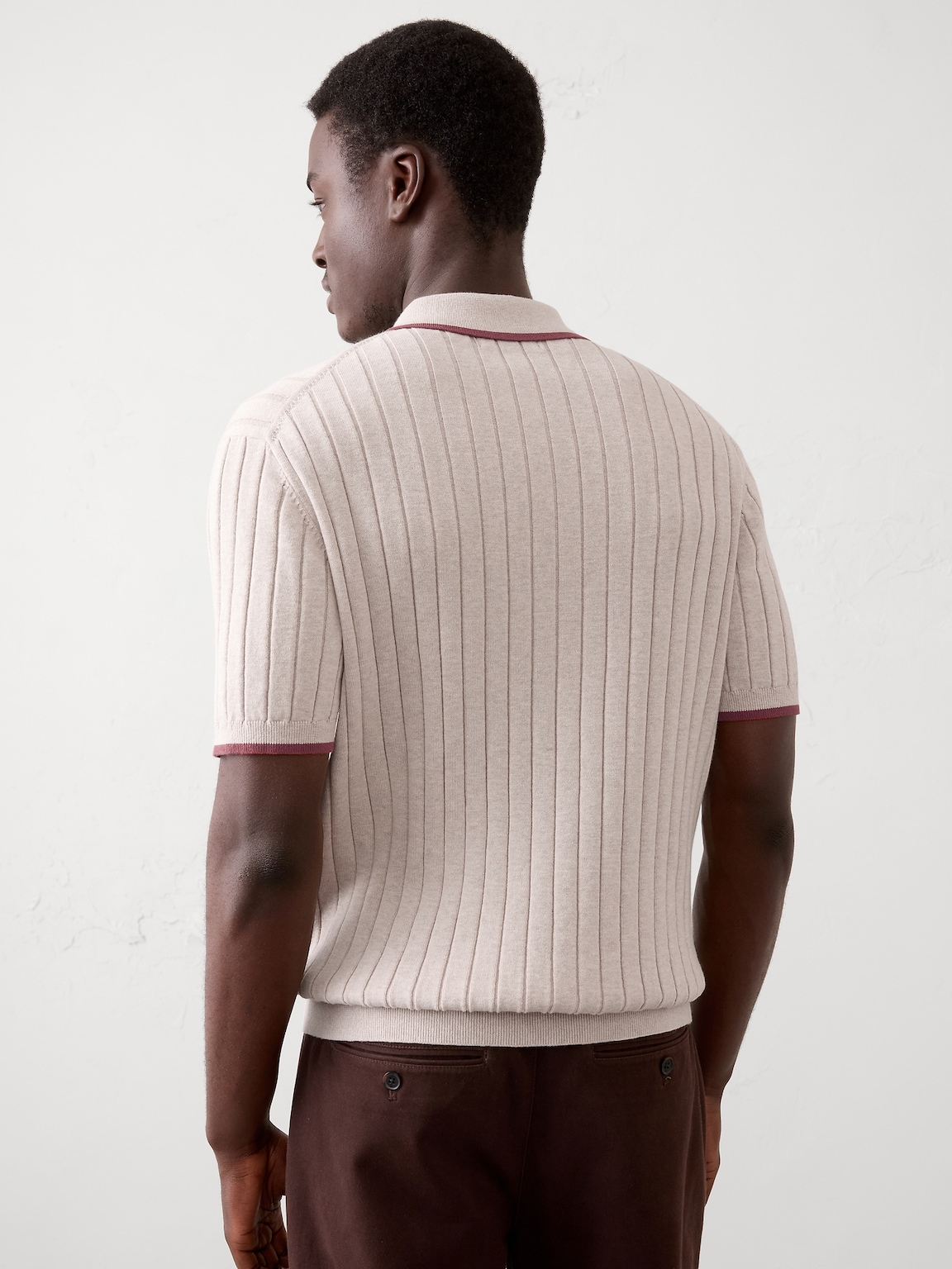 Slim-Fit Wide-Ribbed Sweater Polo