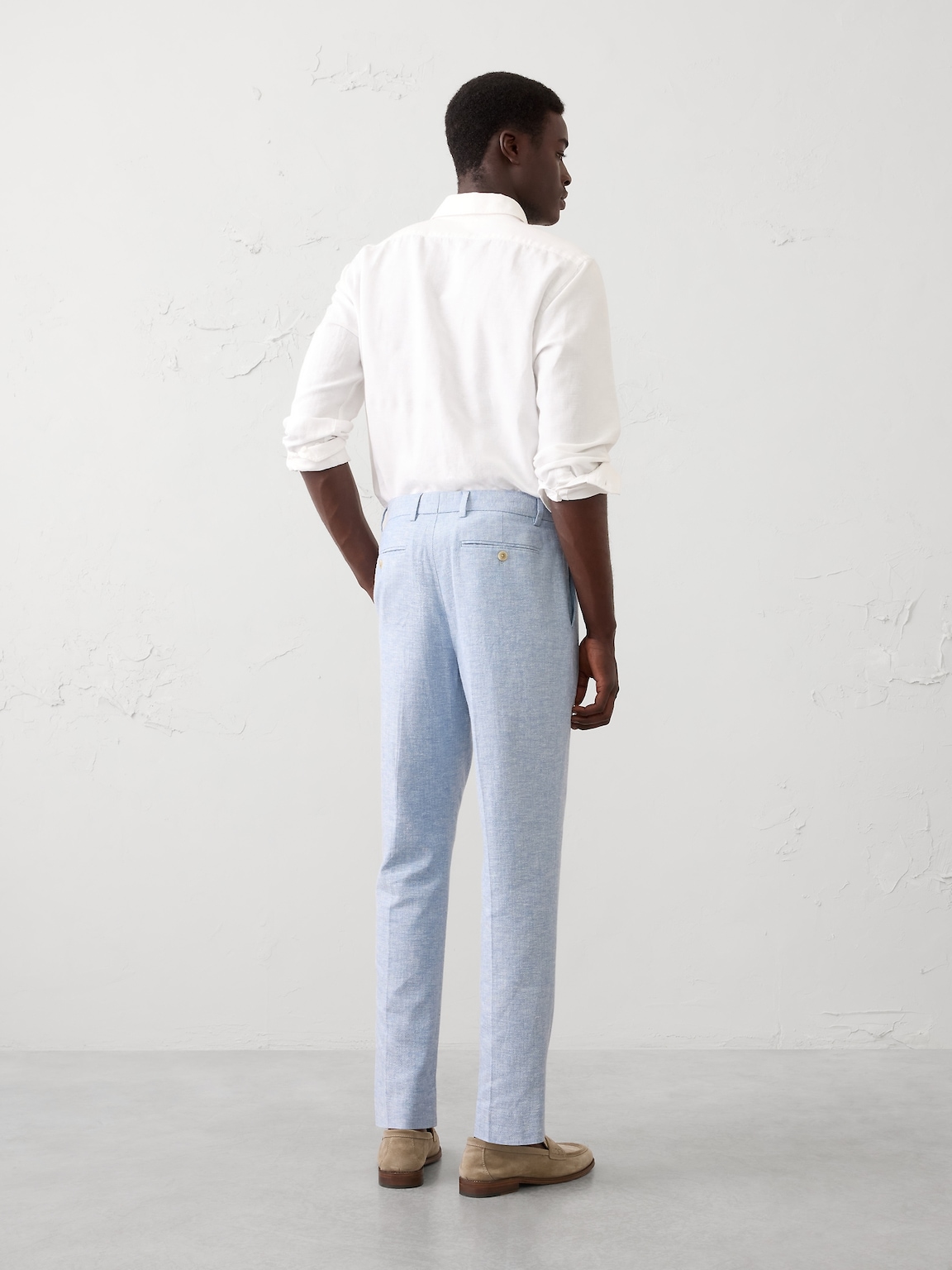 Linen-Blend Herringbone Suit Trouser