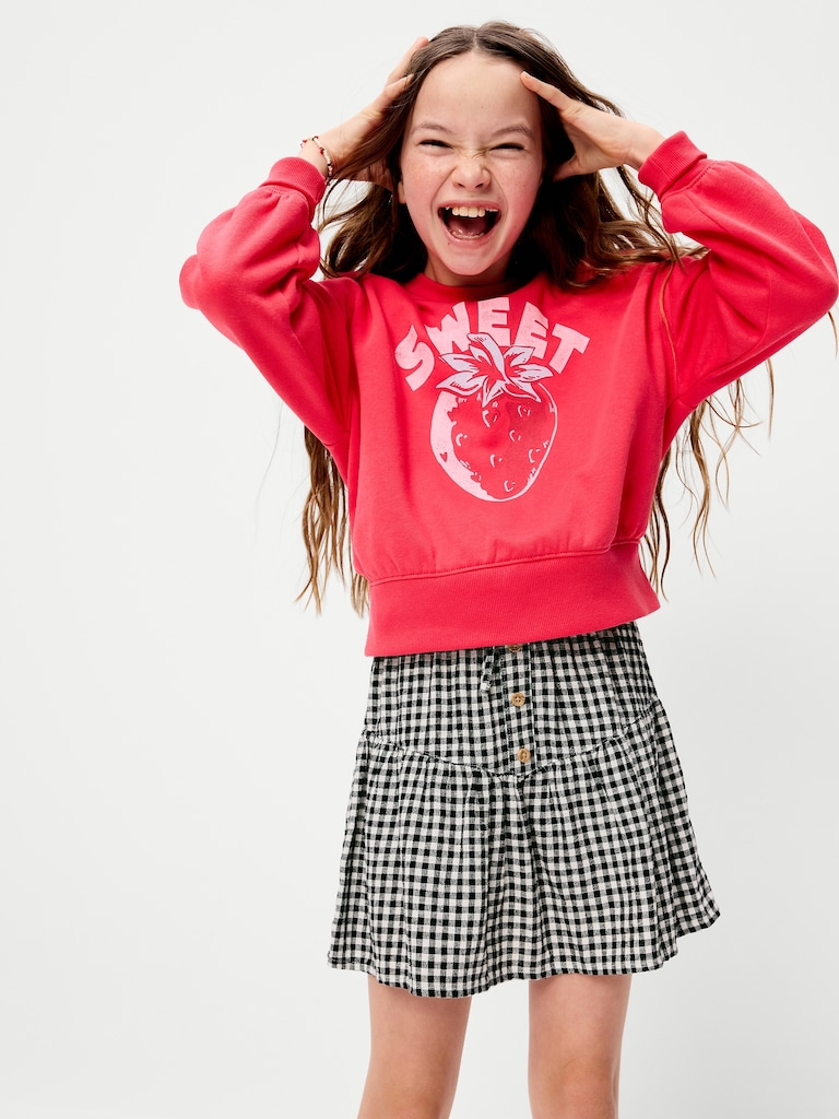 Linen-Blend Buttoned Skirt for Girls